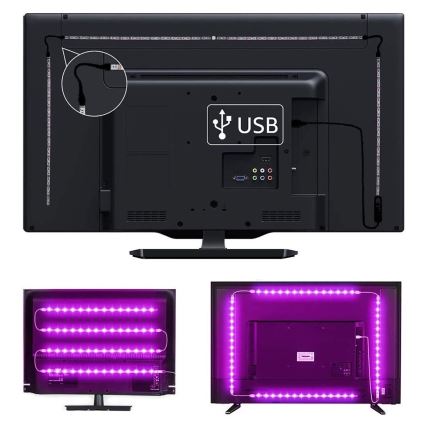 LED RGB Stmievateľný pásik pre TV LED/6W/5V Wi-Fi Tuya + diaľkové ovládanie 0,5m