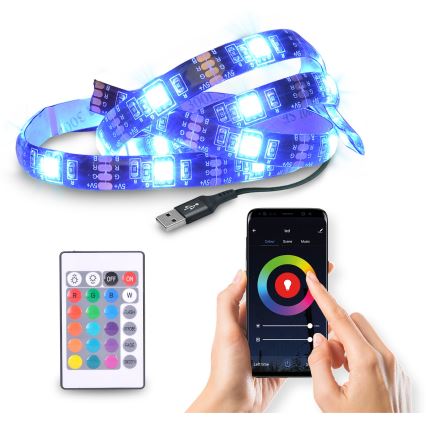 LED RGB Stmievateľný pásik pre TV LED/6W/5V Wi-Fi Tuya + diaľkové ovládanie 0,5m