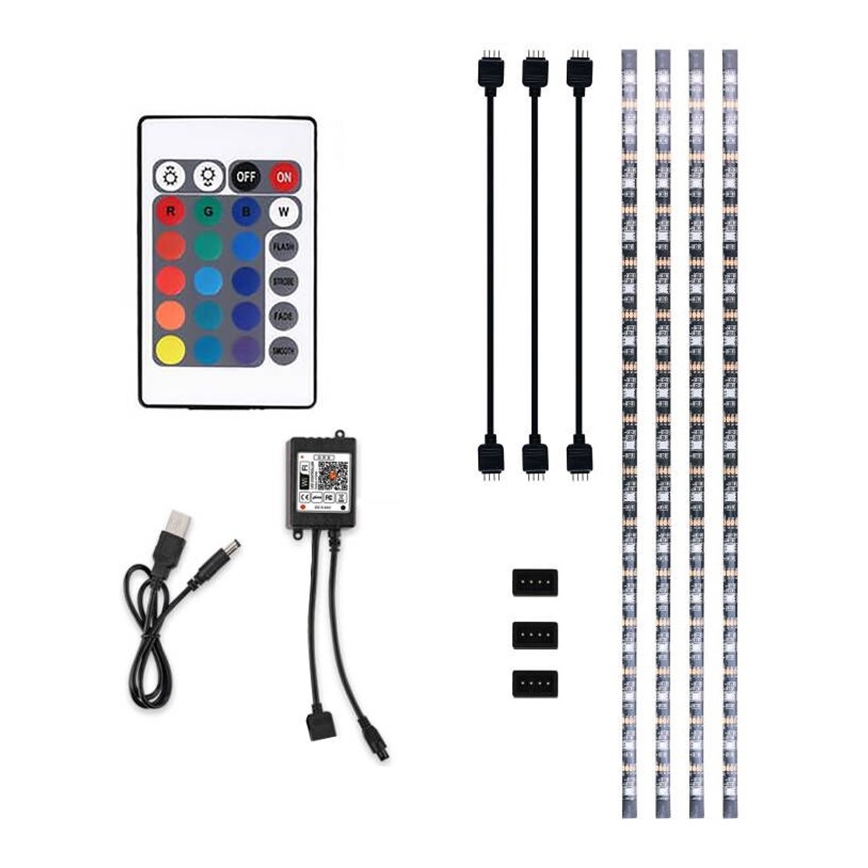 LED RGB Stmievateľný pásik pre TV LED/6W/5V Wi-Fi Tuya + diaľkové ovládanie 0,5m