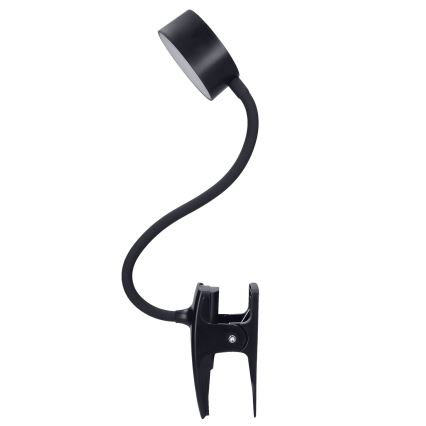 LED Stmievateľná flexibilná nabíjacia stolná lampa s klipom LED/2W/1800 mAh 3000/4000/6500K čierna