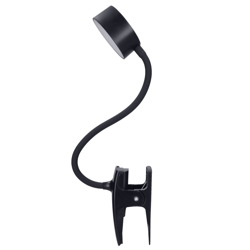LED Stmievateľná flexibilná nabíjacia stolná lampa s klipom LED/2W/1800 mAh 3000/4000/6500K čierna
