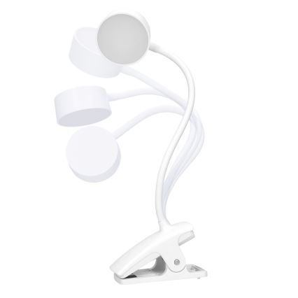 LED Stmievateľná flexibilná nabíjacia stolná lampa s klipom LED/2W/1800 mAh 3000/4000/6500K biela