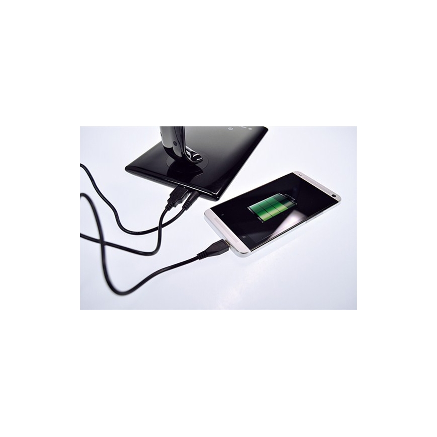 LED stolná lampa stmievateľná USB konektor LED/12W/230V čierna