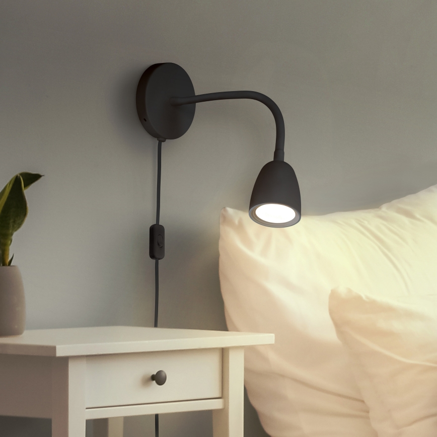 LED Stmievateľná nástenná lampička LED/4W/230V čierna