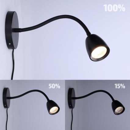 LED Stmievateľná nástenná lampička LED/4W/230V čierna
