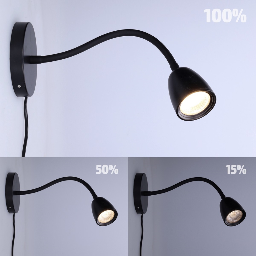 LED Stmievateľná nástenná lampička LED/4W/230V čierna