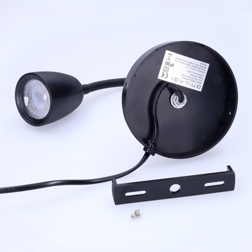 LED Stmievateľná nástenná lampička LED/4W/230V čierna