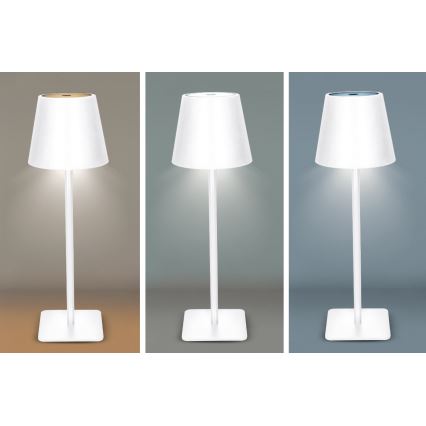 Stmievaná dobíjateľná dotyková stolná lampa LUCCA LED/3,7V 3000/4000/6500K 2000 mAh biela