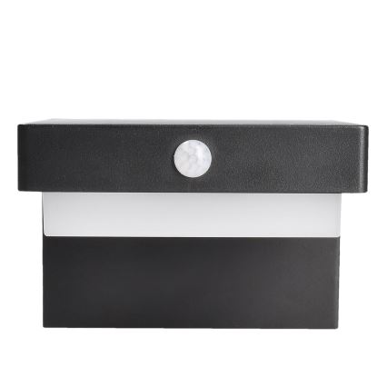 LED Solárne nástenné svietidlo so senzorom pohybu a súmraku PALERMO LED/5W/2000 mAh IP54 čierna