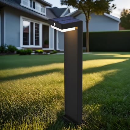 LED Solárna lampa so senzorom pohybu a súmraku PALERMO LED/5W/2000 mAh IP54 čierna