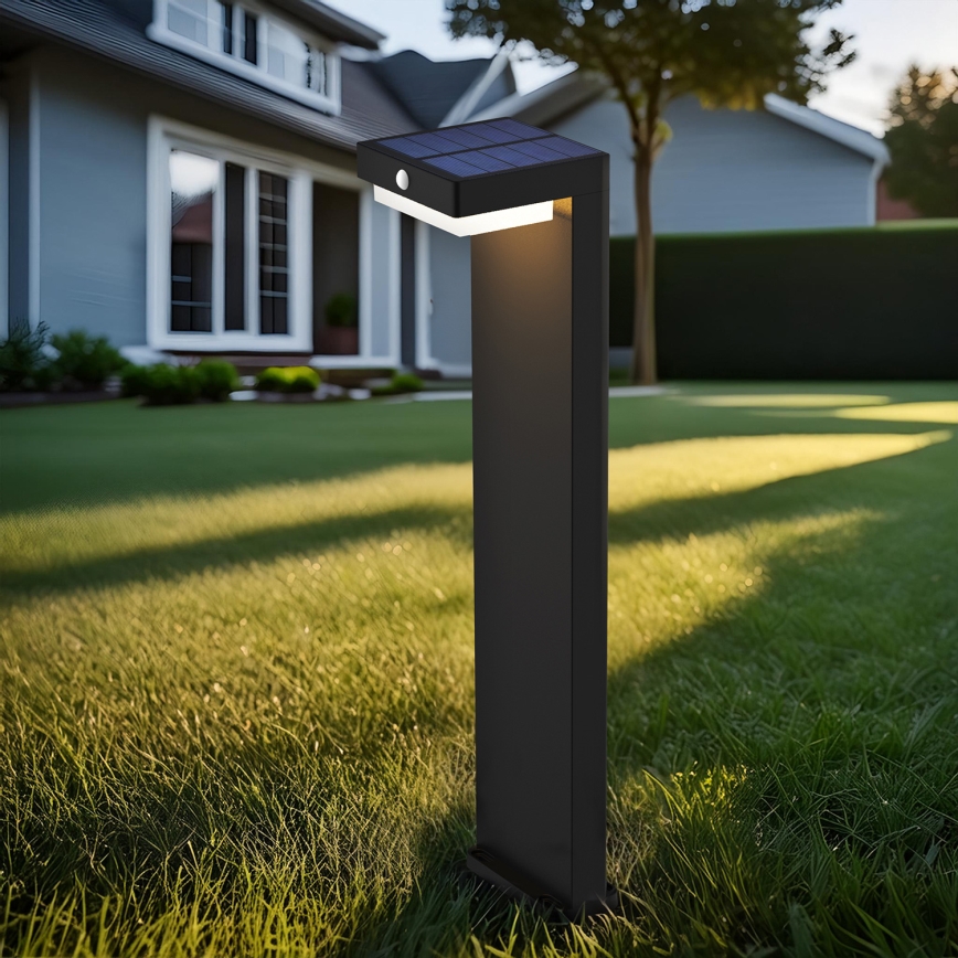 LED Solárna lampa so senzorom pohybu a súmraku PALERMO LED/5W/2000 mAh IP54 čierna