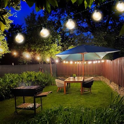 LED vonkajšia dekoratívna svetelná reťaz GIRLANDA 25xE12 20m IP44 teplá biela