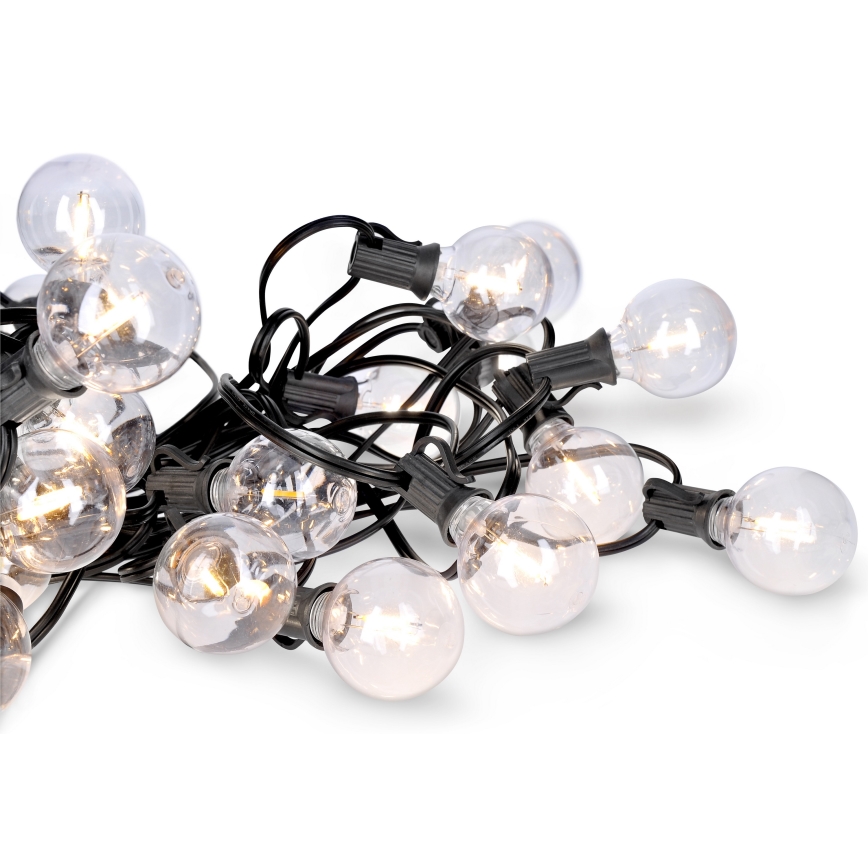 LED vonkajšia dekoratívna svetelná reťaz GIRLANDA 25xE12 20m IP44 teplá biela