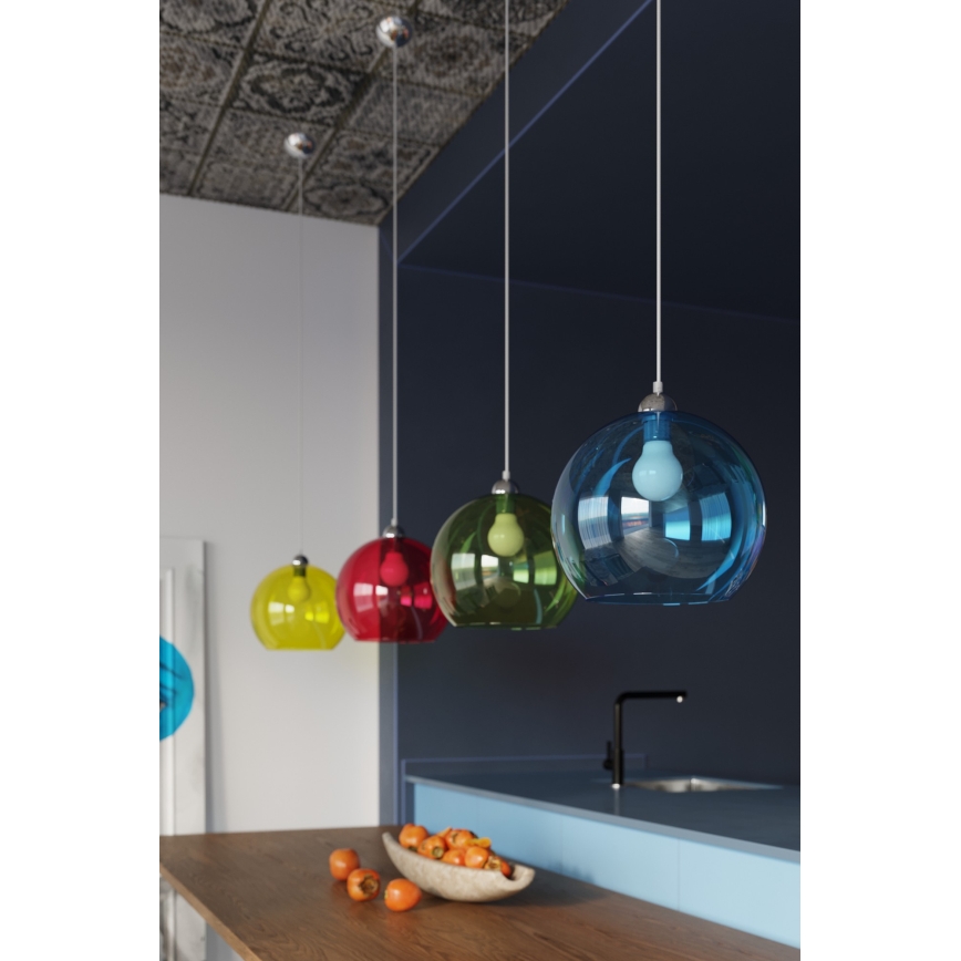 Závesný luster na lanku BALL 1xE27/15W/230V pr. 30 cm priehľadné sklo/lesklý chróm