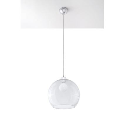 Závesný luster na lanku BALL 1xE27/15W/230V pr. 30 cm priehľadné sklo/lesklý chróm