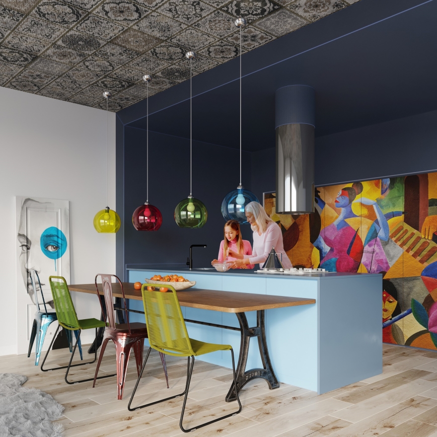 Závesný luster na lanku BALL 1xE27/15W/230V priemer 30 cm číry