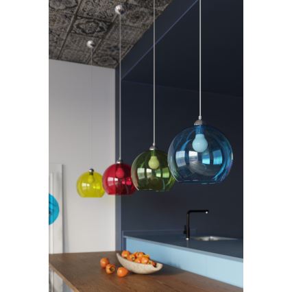 Luster na lanku BALL 1xE27/15W/230V pr. 30 cm biela/lesklý chróm