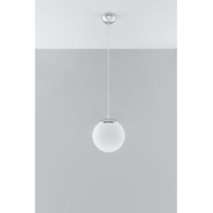 Luster na lanku UGO 1xE27/15W/230V pr. 20 cm biely/lesklý chróm