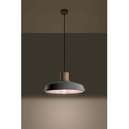 Luster na lanku AFRA 1xE27/60W/230V šedá/buk