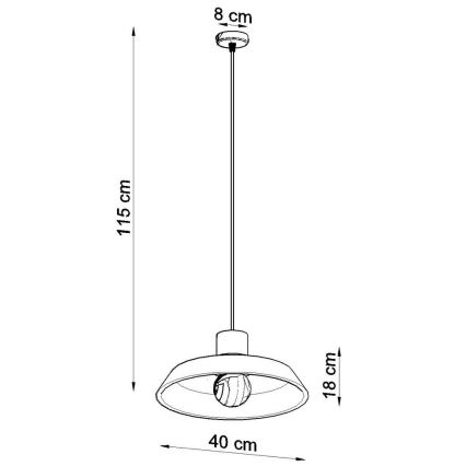 Luster na lanku AFRA 1xE27/60W/230V šedá/buk