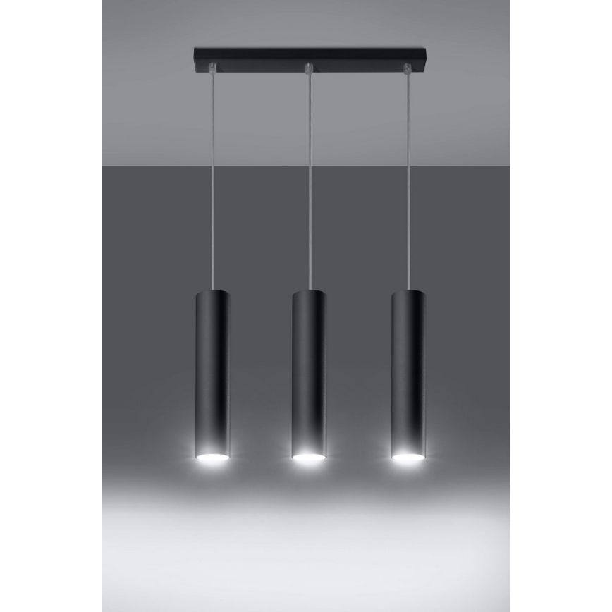Luster na lanku LAGOS 3 3xGU10/10W/230V čierna