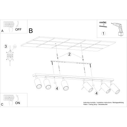 Bodové svietidlo RING 6L 6xGU10/10W/230V čierna