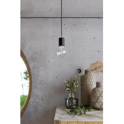 Luster na lanku EDISON 5 5xE27/60W/230V pavúk čierna