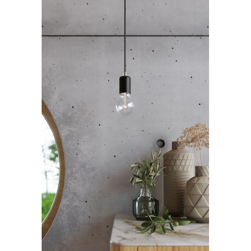 Luster na lanku EDISON 5 5xE27/60W/230V pavúk čierna