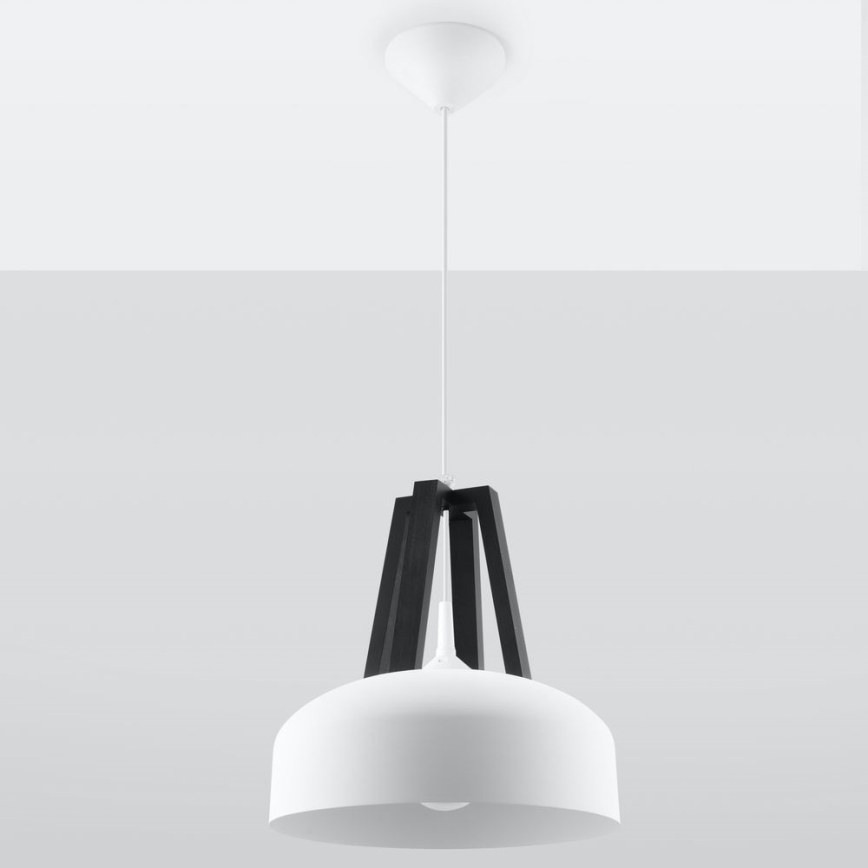 Luster na lanku CASCO 1xE27/60W/230V pr. 30 cm breza/buk