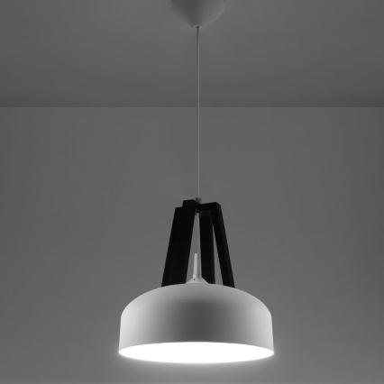 Luster na lanku CASCO 1xE27/60W/230V pr. 30 cm breza/buk
