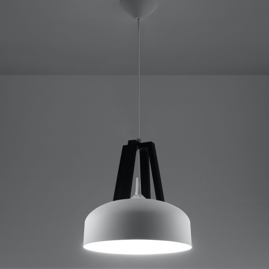 Luster na lanku CASCO 1xE27/60W/230V pr. 30 cm breza/buk