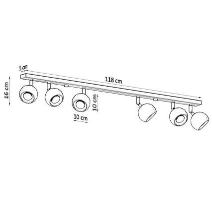 Stropné bodové svietidlo OCULARE 6xGU10/10W/230V