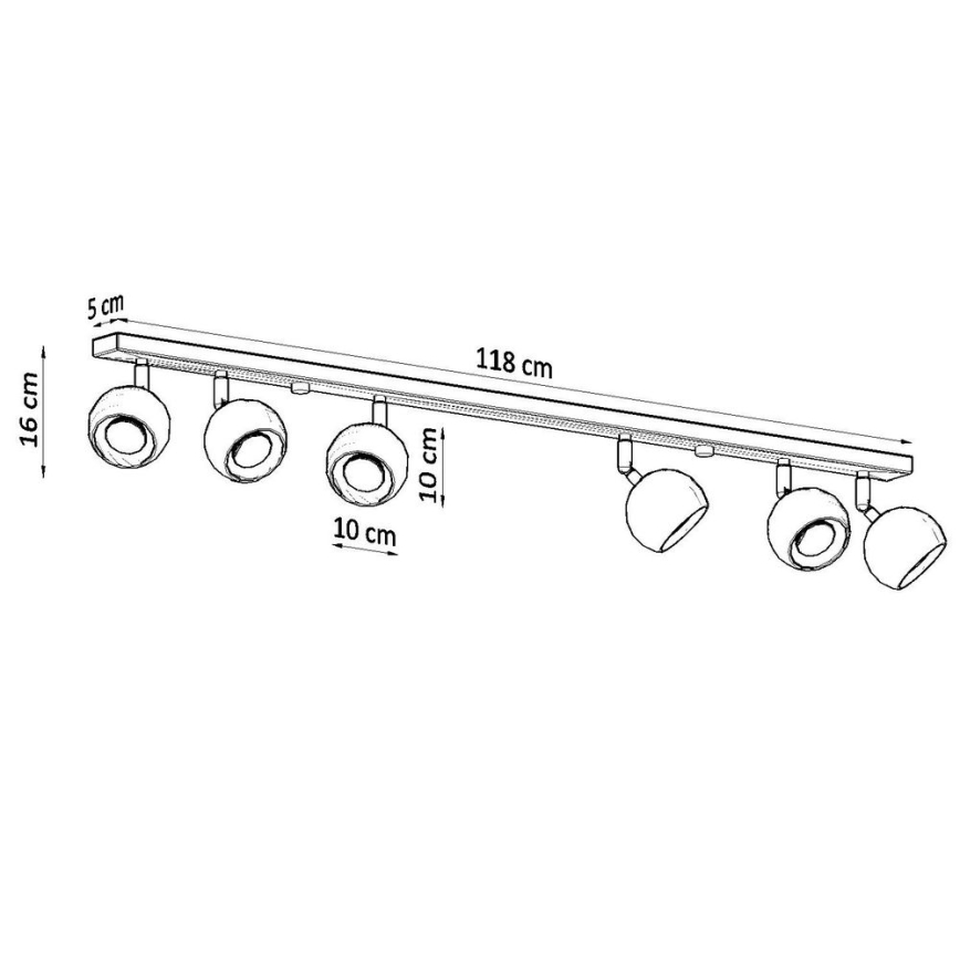 Stropné bodové svietidlo OCULARE 6xGU10/10W/230V
