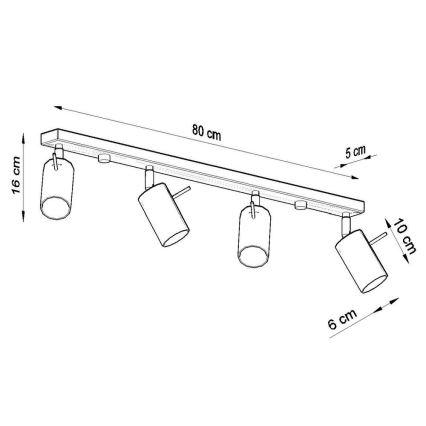 Stropné bodové svietidlo RING 4xGU10/10W/230V