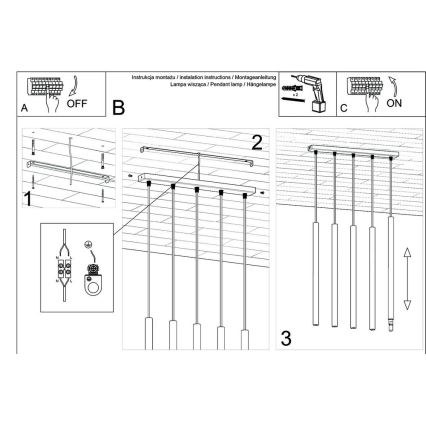 Luster na lanku PASTELO 5xG9/8W/230V biela