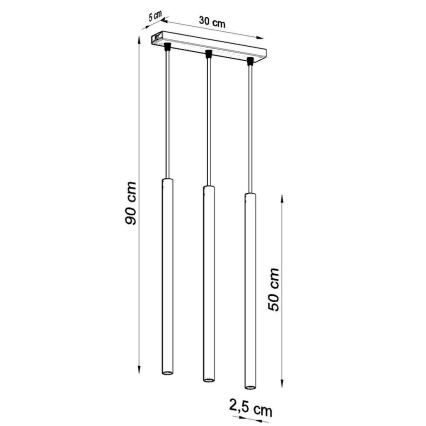 Luster na lanku PASTELO 3xG9/8W/230V čierna