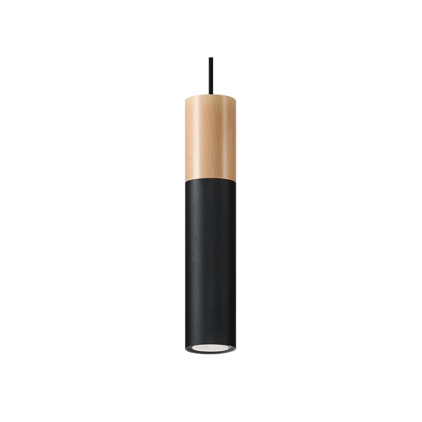 Luster na lanku PABLO 1xGU10/40W/230V čierna/buk