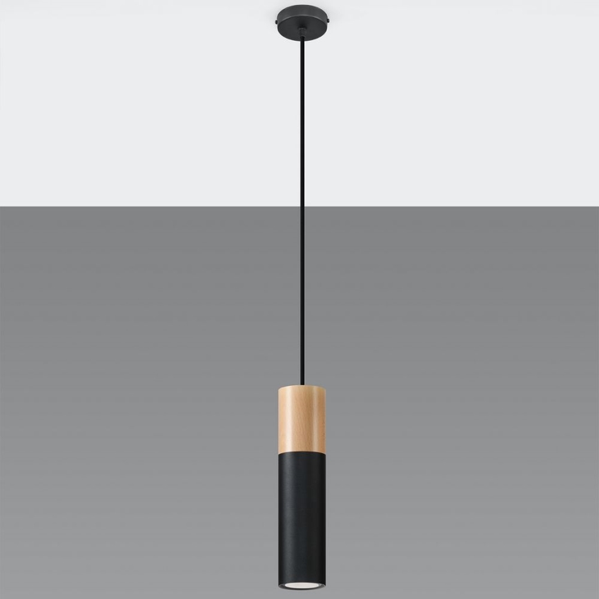 Luster na lanku PABLO 1xGU10/40W/230V čierna/buk