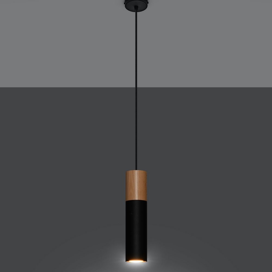 Luster na lanku PABLO 1xGU10/40W/230V čierna/buk