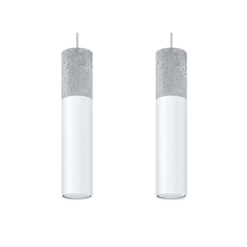Luster na lanku BORGIO 2xGU10/40W/230V betón/kov biela