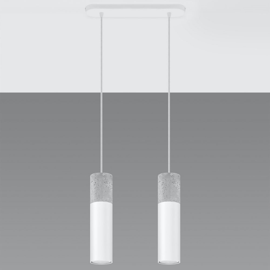 Luster na lanku BORGIO 2xGU10/40W/230V betón/kov biela
