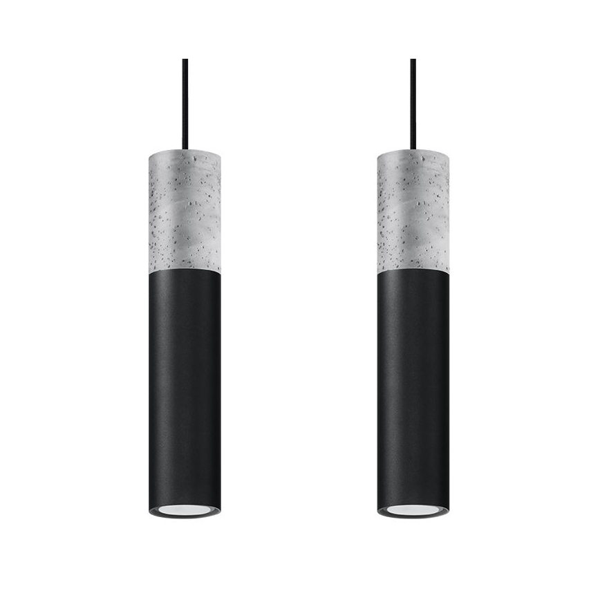Luster na lanku BORGIO 2xGU10/40W/230V betón/kov čierna