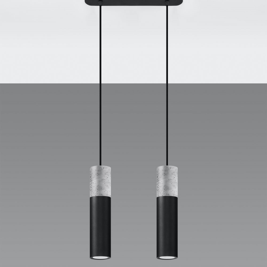 Luster na lanku BORGIO 2xGU10/40W/230V betón/kov čierna