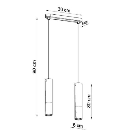 Luster na lanku BORGIO 2xGU10/40W/230V betón/kov čierna