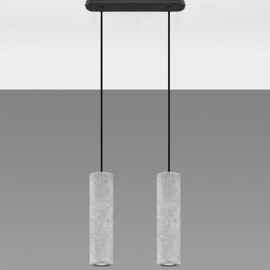 Luster na lanku LUVO 2xGU10/40W/230V betón/čierna