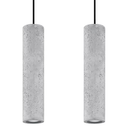 Luster na lanku LUVO 2xGU10/40W/230V betón/čierna