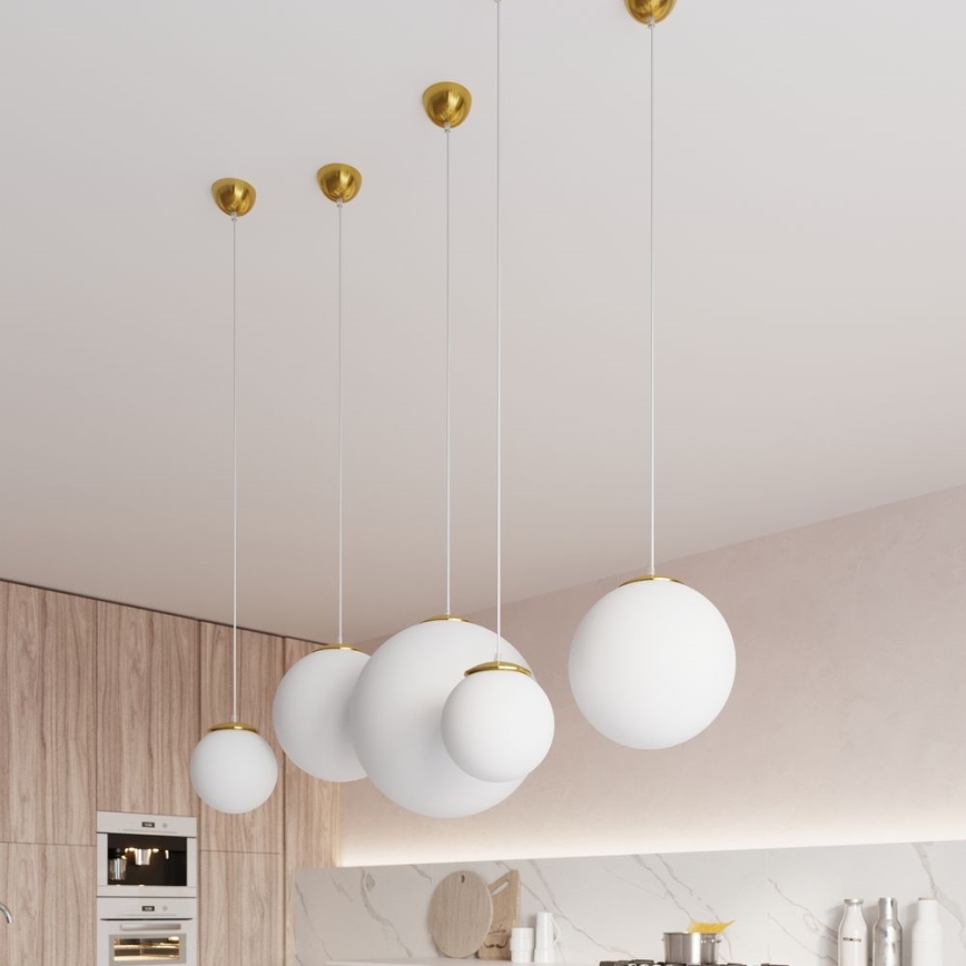 Závesný luster na lanku TOYA 1xE27/60W/230V pr. 20 cm biela/zlatá