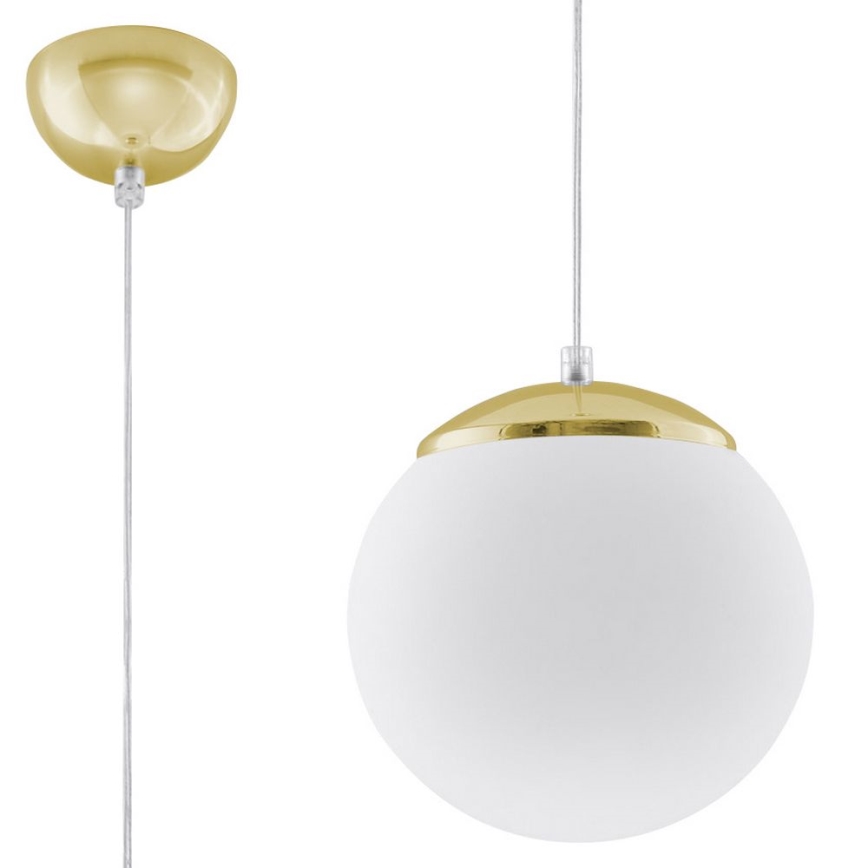Závesný luster na lanku TOYA 1xE27/60W/230V pr. 20 cm biela/zlatá
