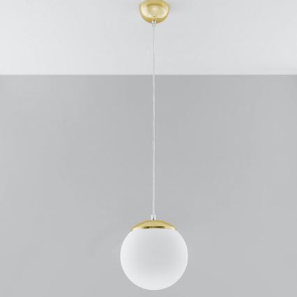 Závesný luster na lanku TOYA 1xE27/60W/230V pr. 20 cm biela/zlatá