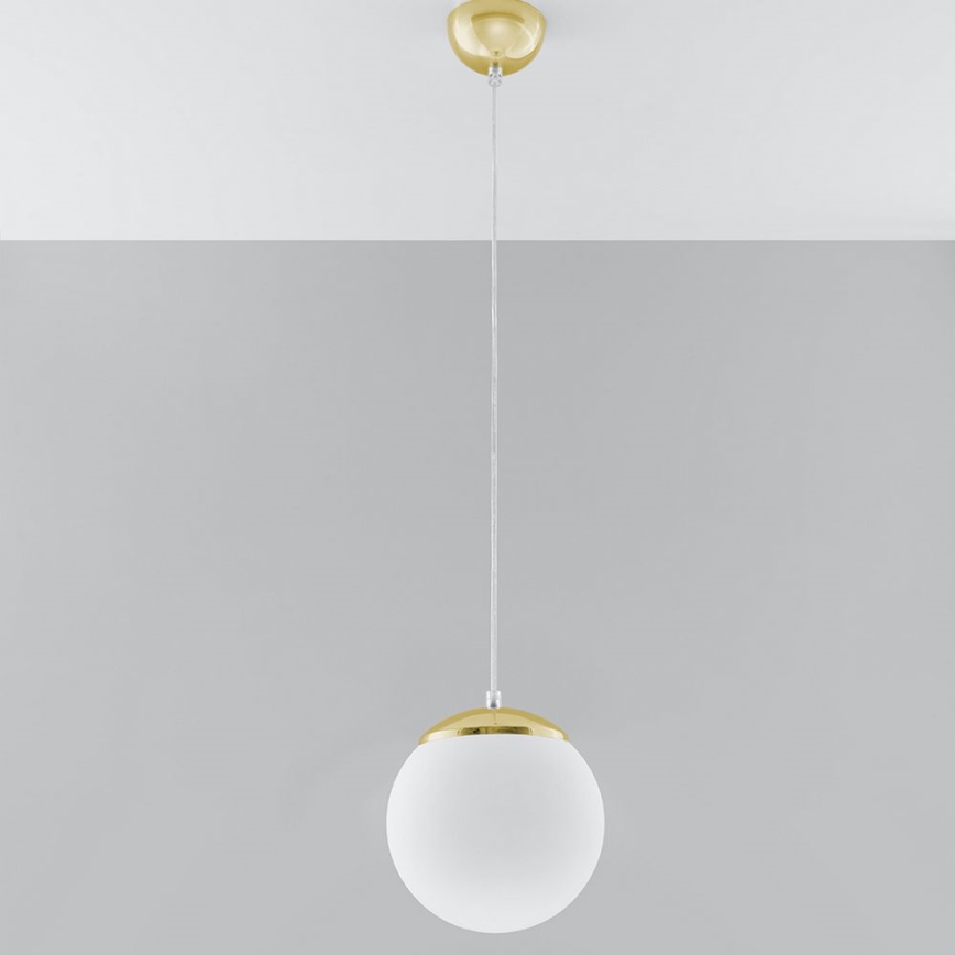 Závesný luster na lanku TOYA 1xE27/60W/230V pr. 20 cm biela/zlatá